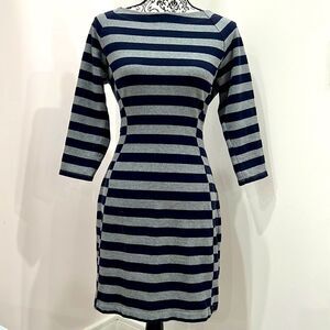 GAP Navy Gray Stripe BodyCon Cotton Dress M